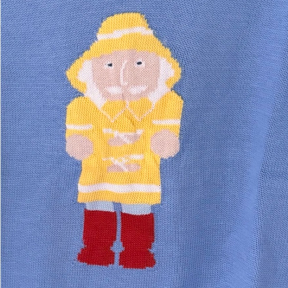 Kids Blue Fisherman Intarsia Sweater - Picture 3 of 5